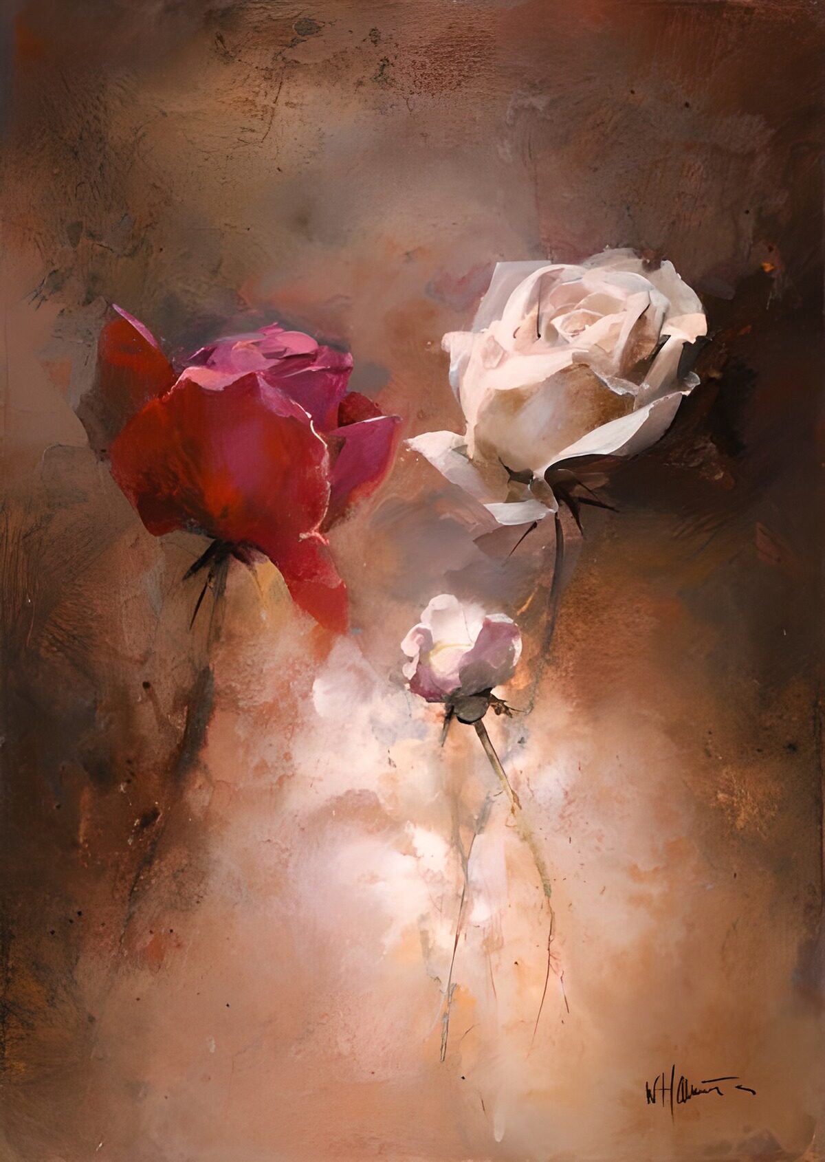 TPES75533: Tres rosas sobre un fondo cálido