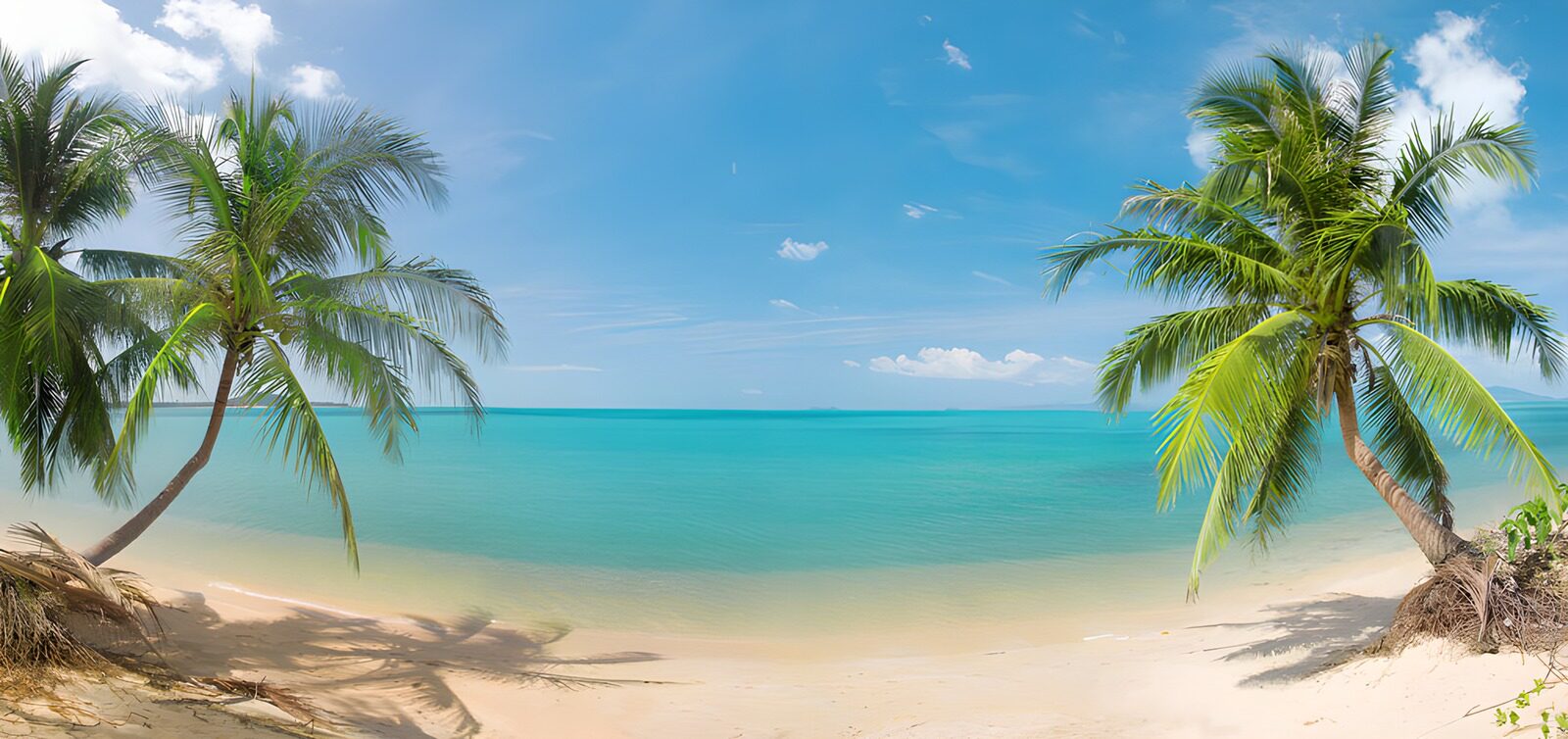 TPES48071: Playa tropical de arena clara y mar turquesa