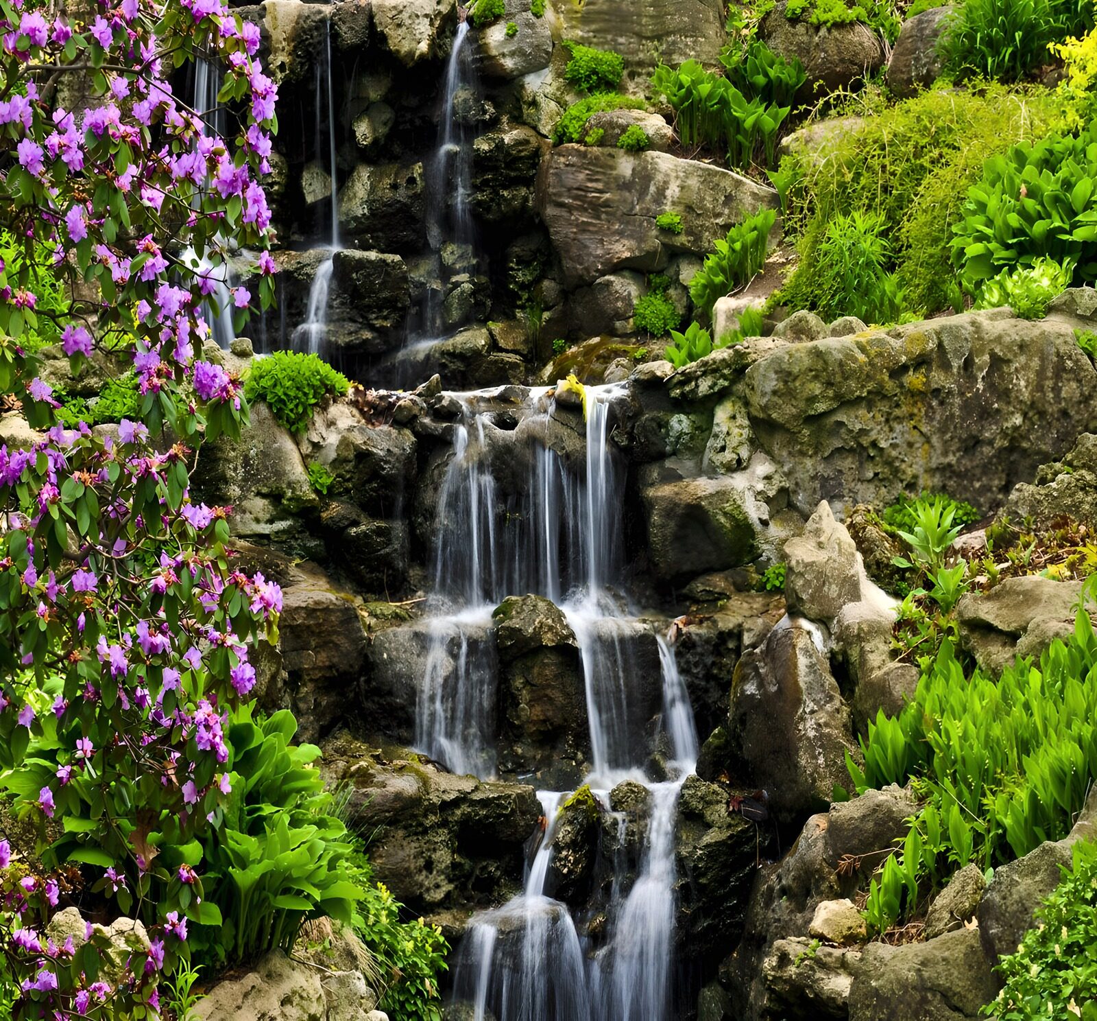TPES27653: Cintas de agua entre rocas y flores