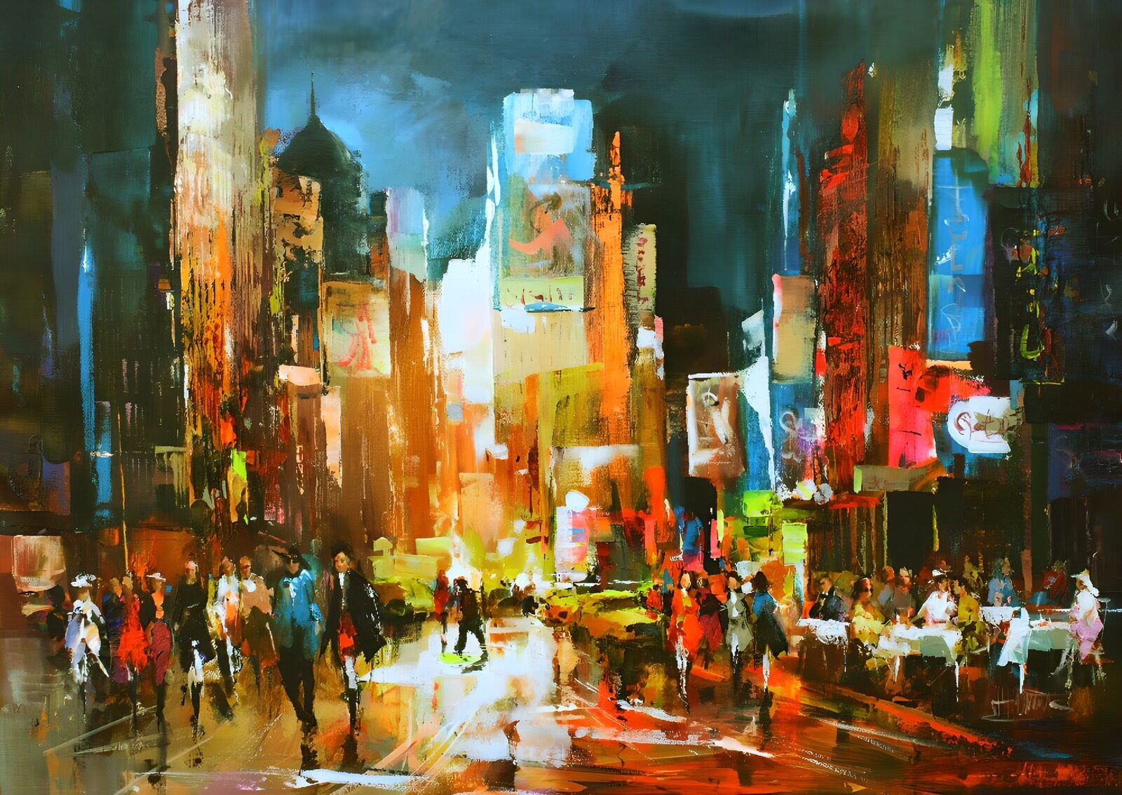 TPES30387: Calle nocturna entre luces y reflejos