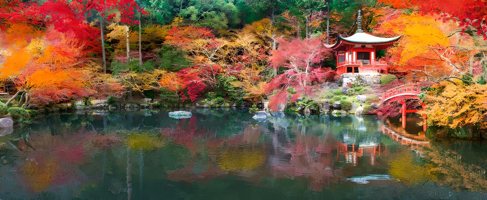 TPES12894: Jardín japonés con reflejos de otoño