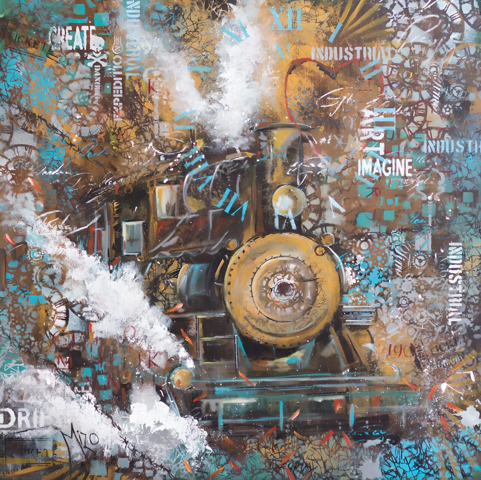 TPES73441: Locomotora de vapor entre grafitis