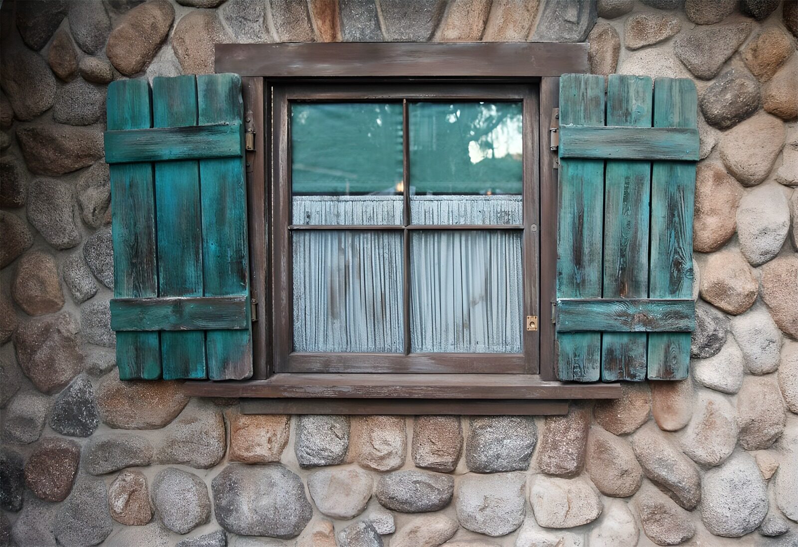 TPES97281: Ventana rústica con contraventanas azules