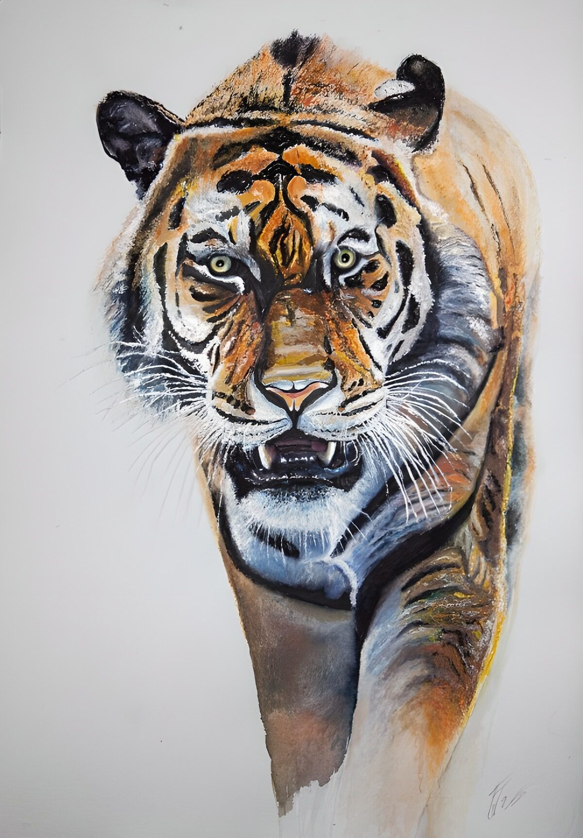 Tigre de frente en acuarela