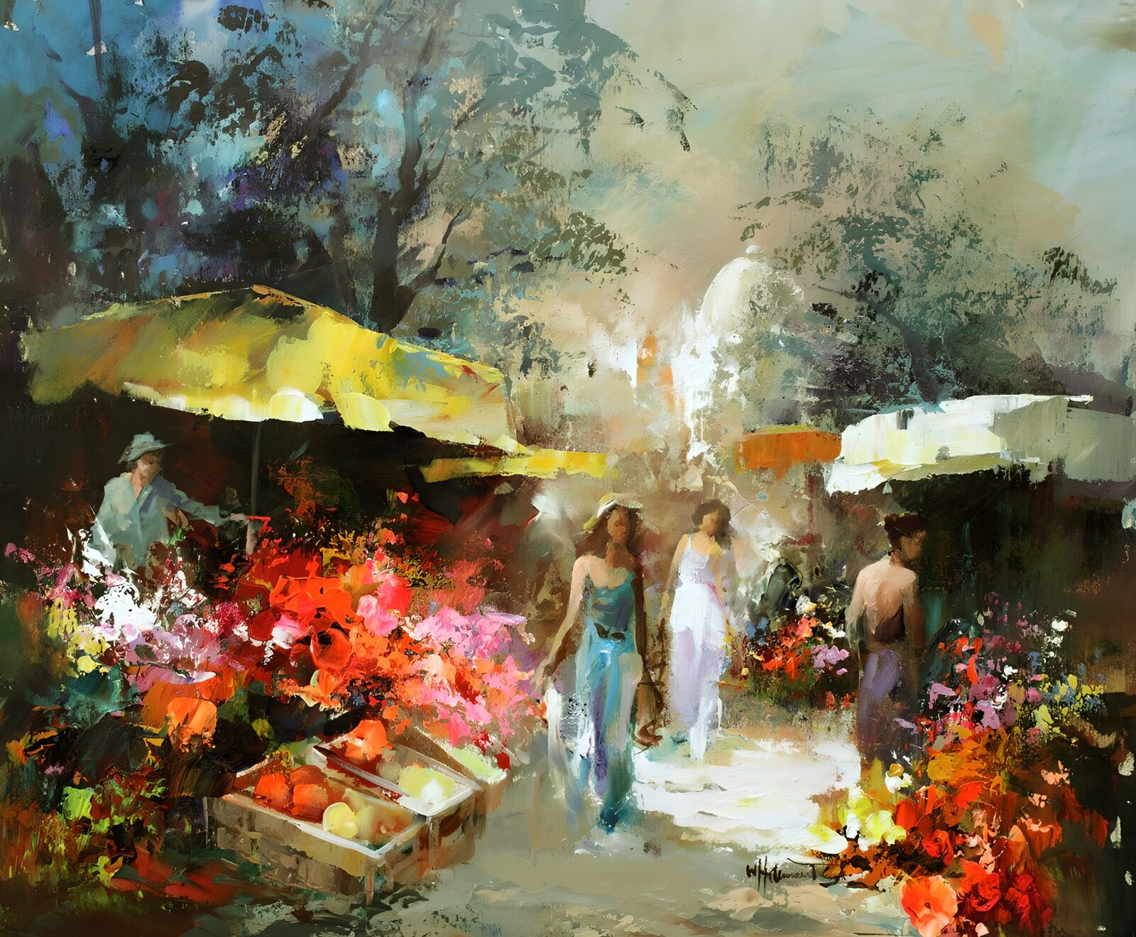 TPES78647: Mercado de flores bajo las sombrillas