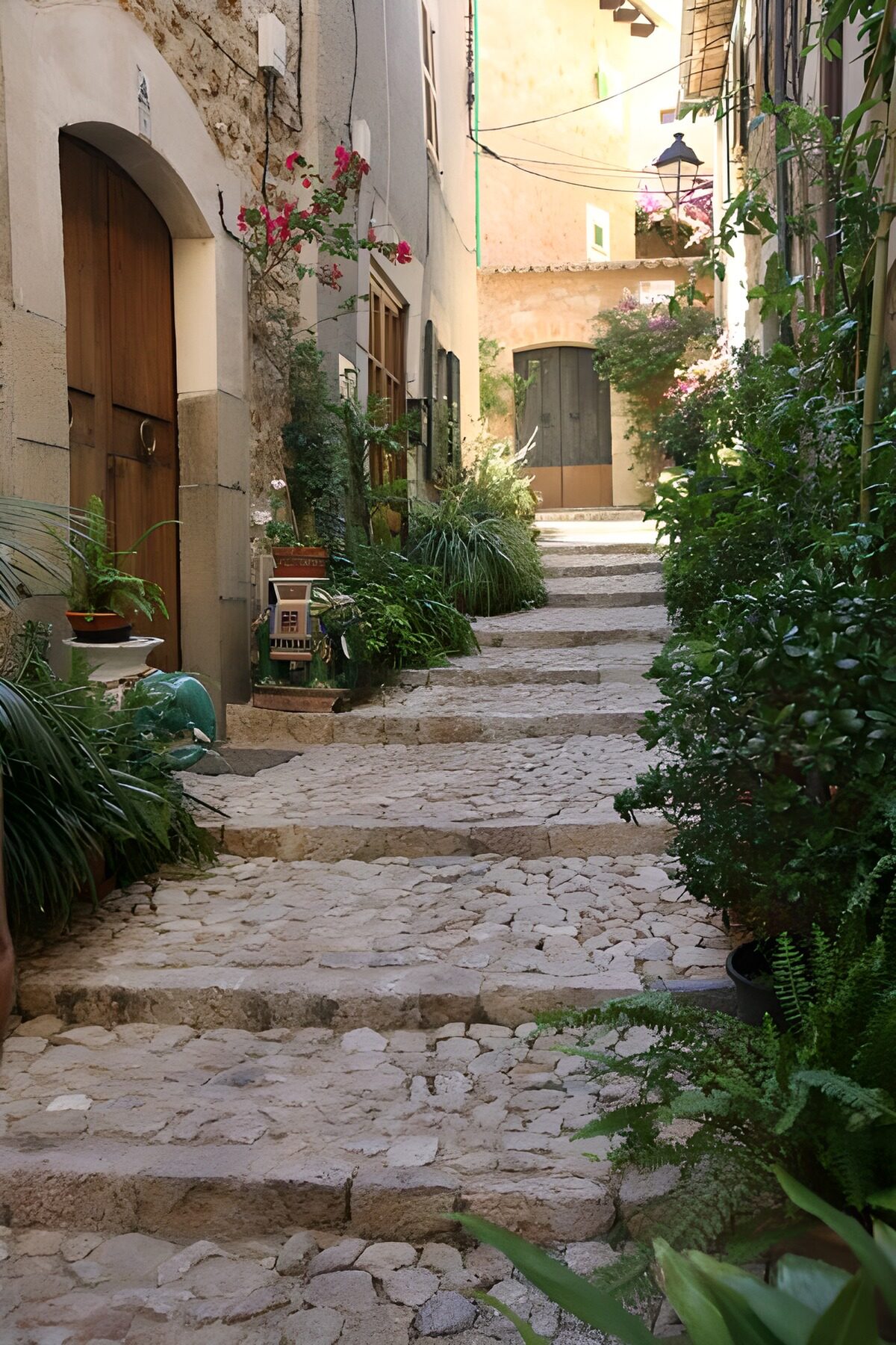 TPES26246: Callejón de piedra entre plantas