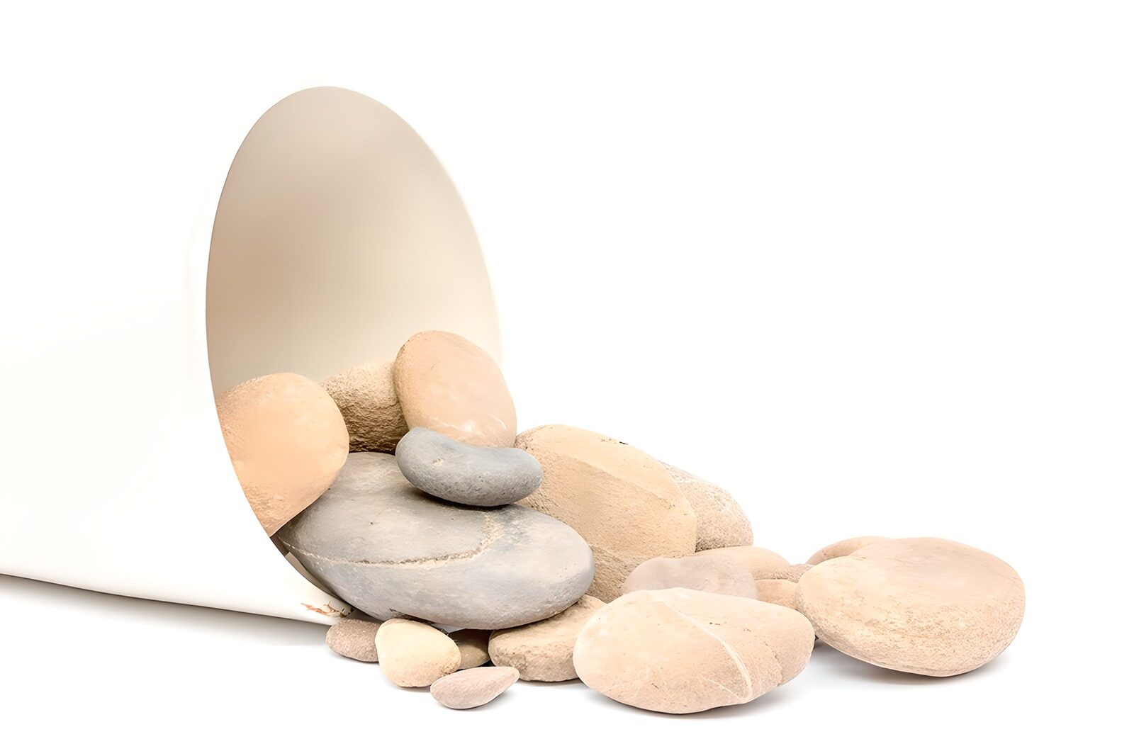 TPES41205: Guijarros beige y grises sobre blanco