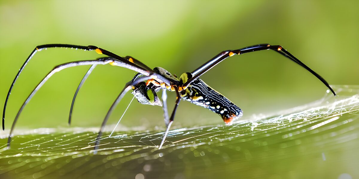 Araña de largas patas en equilibrio