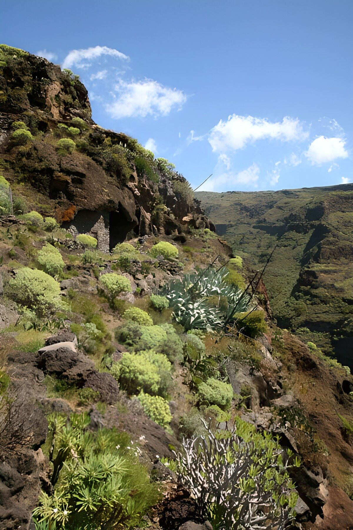 TPES14354: Ladera rocosa bajo un cielo azul