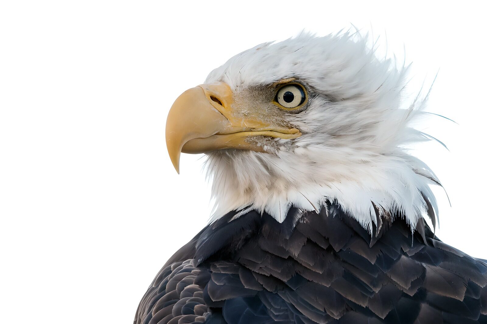 TPES95751: Águila calva de perfil, mirada alerta