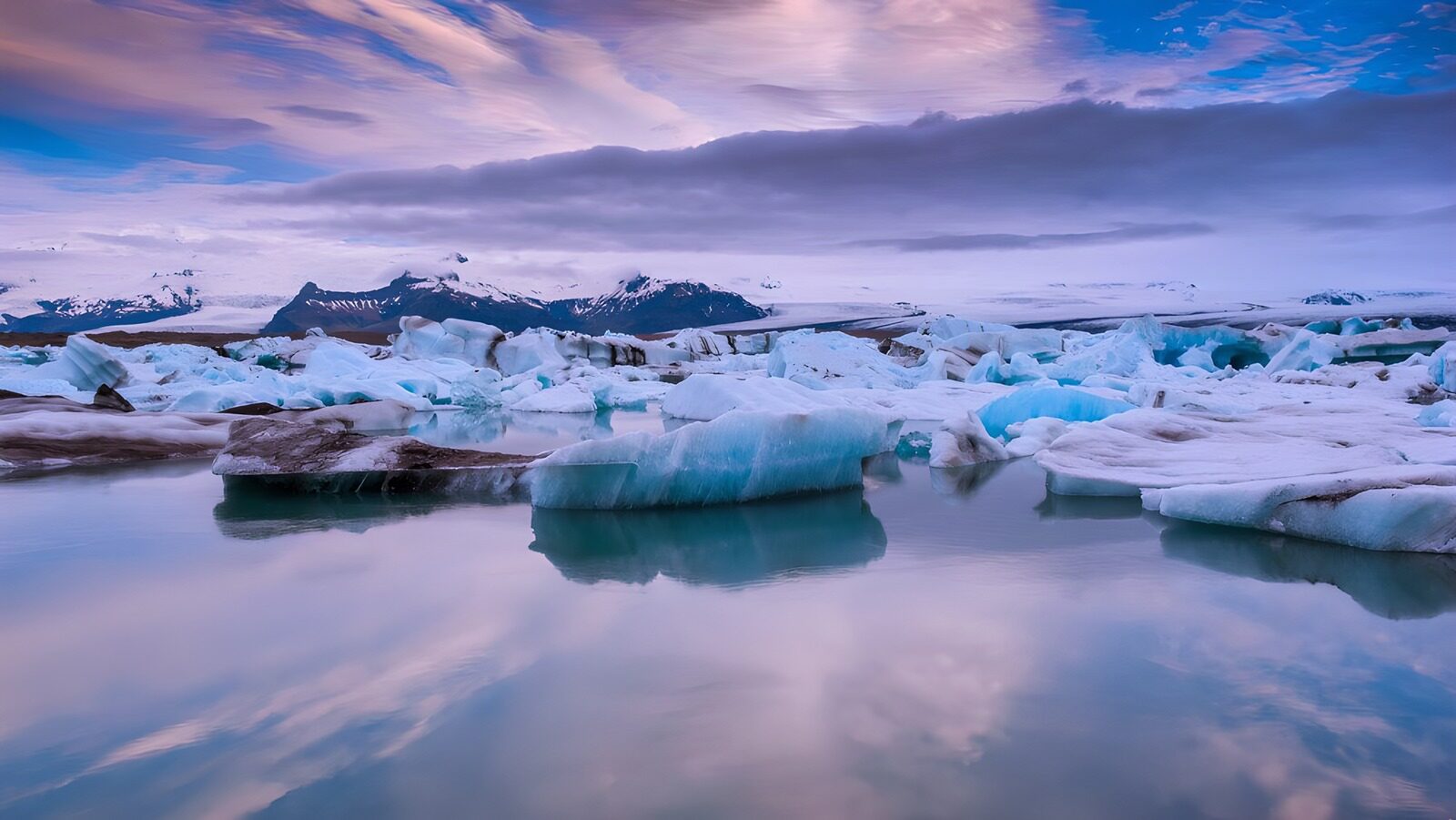 TPES24291: Icebergs bajo un cielo rosa