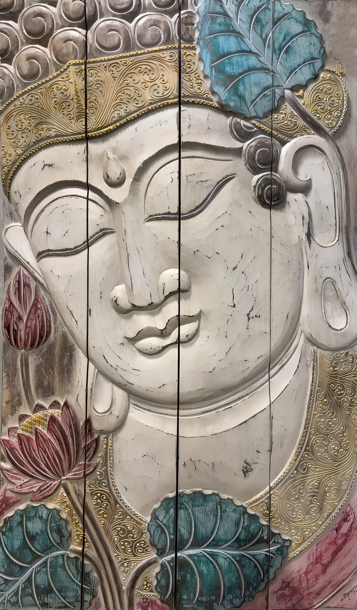 TPES83306: Buda en relieve, lotos y calma