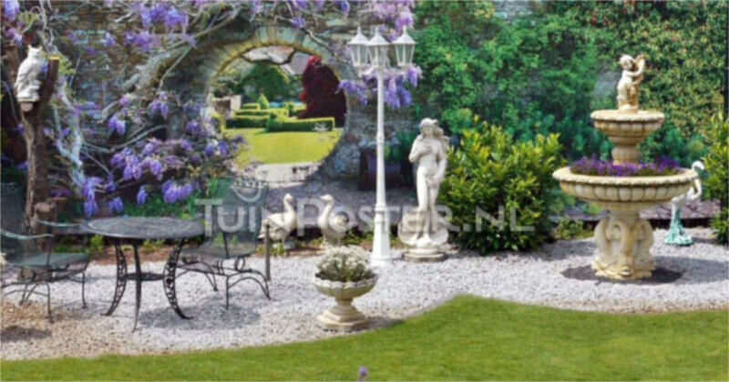 Vista en perspectiva en un jardín